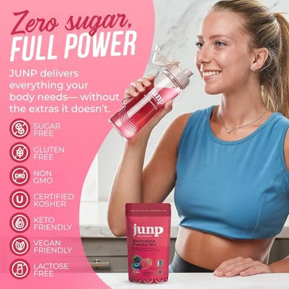 JUNP Zuckerfreie Elektrolyt-Pulver-Päckchen für Wasser – Sofortige Hydratation mit Salz & Kalium, Null Kalorien, Kein Zucker, Keto-freundlich, Wilde Beere, 5er-Pack