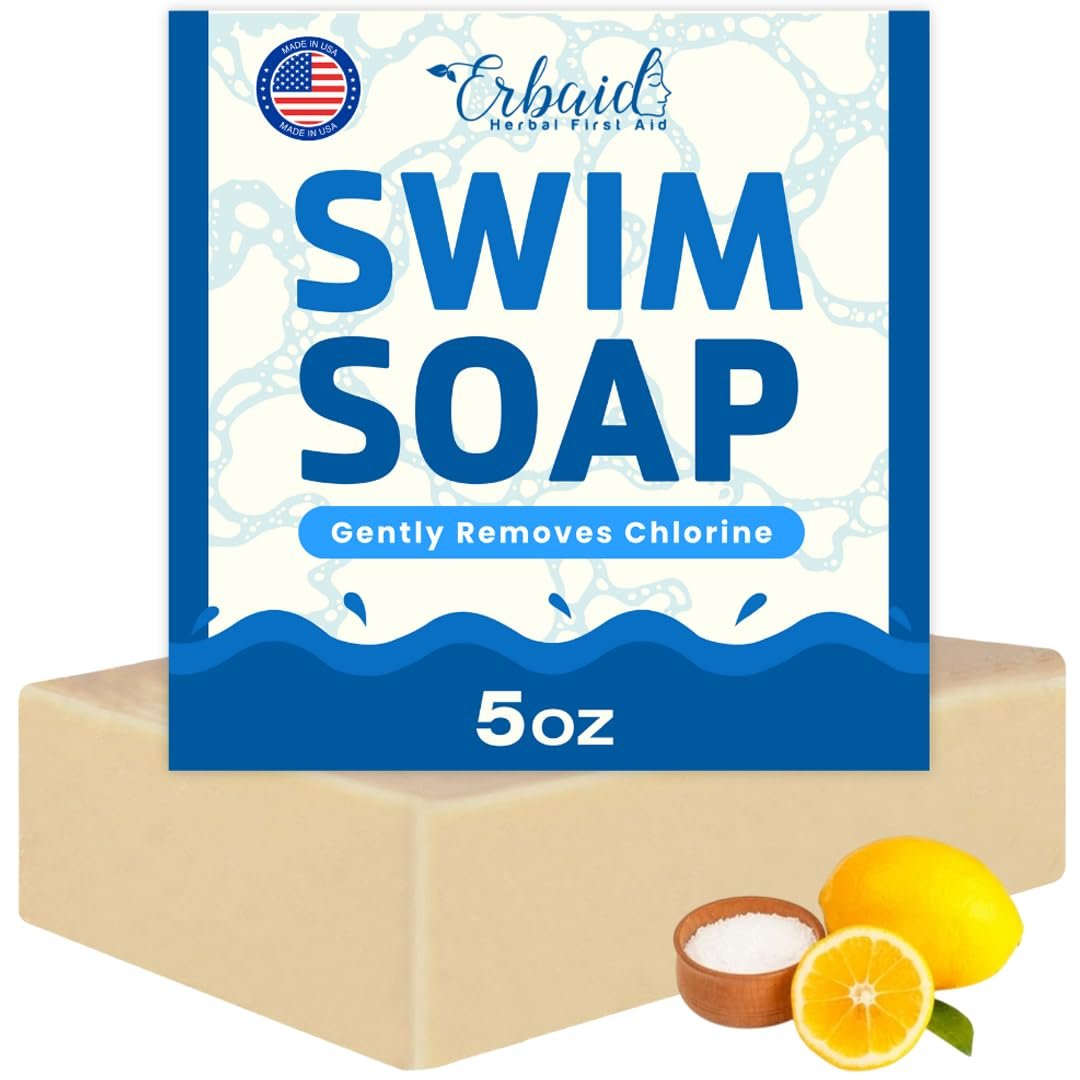 Erbaid Swimmers Shampoo – Chlor Entfernendes Duschgel & Seife – Natürliche Gesichts- und Körperseife – Entfernt Chlor, Salz, Brom, hartes Wasser & Sonnenschutz – Sanfte Feuchtigkeitspflege nach dem Schwimmen – Hergestellt in den USA für alle Altersgruppen