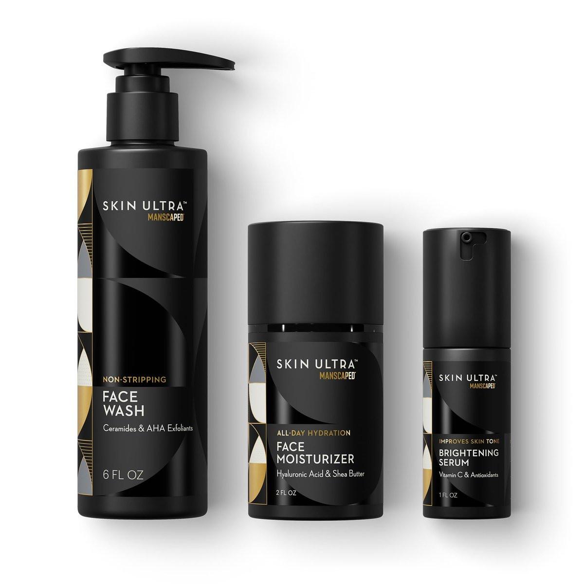 MANSCAPED® Skin Ultra™ Daily Regimen - Herren Hautpflege Set mit Gesichtsreiniger, Feuchtigkeitscreme & aufhellendem Serum, Ceramid-Komplex für Reinigung, Peeling & Hydratation