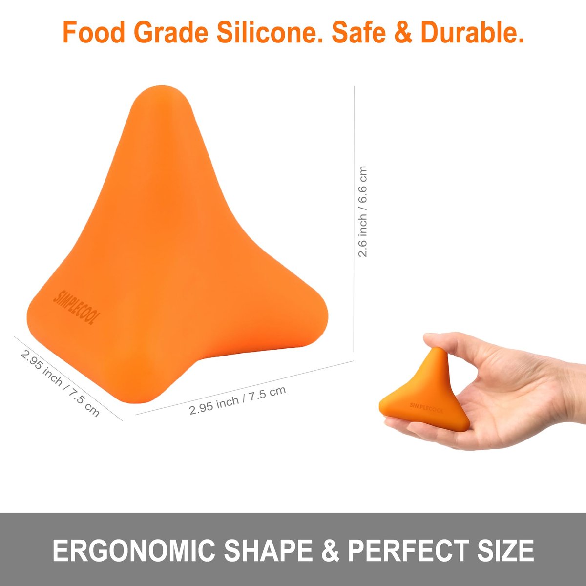 SIMPLECOOL Manuelles Triggerpunkt-Massagegerät – Kleiner Massageball für Tiefengewebe-Myofasziale Entspannung, Physiotherapie, Plantarfasziitis, Muskelknoten, Psoas, Hüftbeuger, Iliacus – 3×2,6 Zoll (Orange)