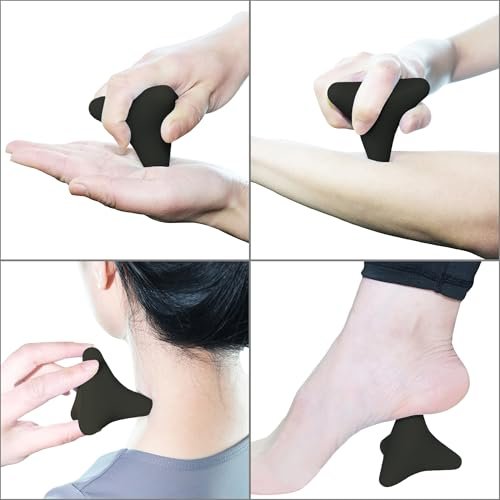 Manuelles Triggerpunkt-Massagegerät – kleiner Massageball für tiefe Gewebemassage, myofasziale Entspannung, Fuß, Plantarfasziitis, Muskelknoten, Psoas, Hüftbeuger, Iliacus – 3×2,6 Zoll (Schwarz)