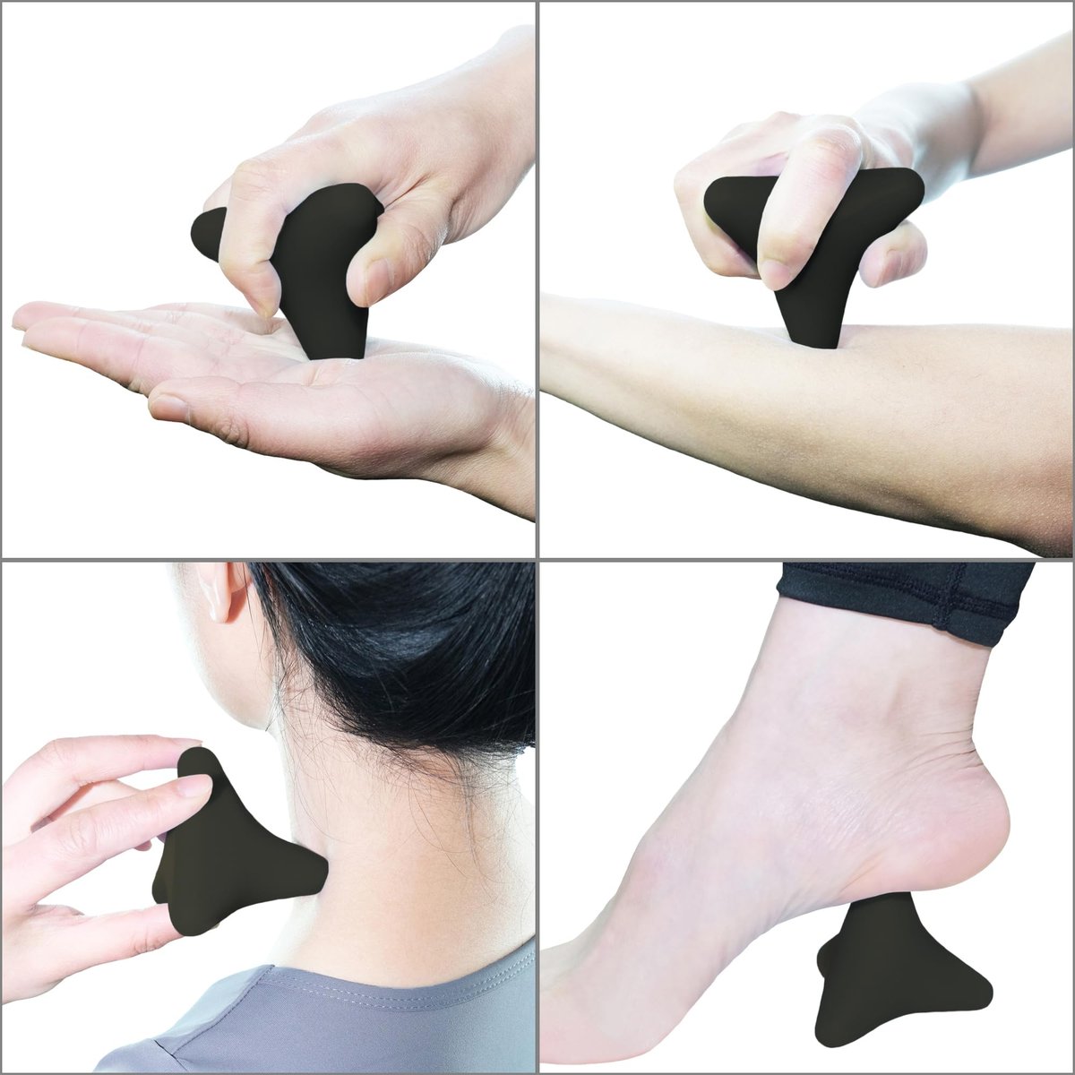 Manuelles Triggerpunkt-Massagegerät – kleiner Massageball für tiefe Gewebemassage, myofasziale Entspannung, Fuß, Plantarfasziitis, Muskelknoten, Psoas, Hüftbeuger, Iliacus – 3×2,6 Zoll (Schwarz)