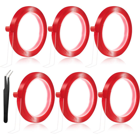 6 Rollen Doppelseitiges Nagelklebeband für Press-On-Nägel - Starker Halt, Transparent, Entfernbar - inkl. Pinzette