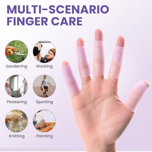 Kimihome 20 Stück Gel-Fingerschutz-Hüllen – Silikon-Fingerhüllen mit Lavendelextrakt – Fingerkuppen-Bandagen zur Linderung von Fingerspringen, Hühneraugen, Blasen und Hornhaut (Lila)