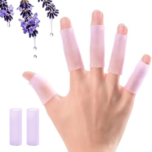 Kimihome 20 Stück Gel-Fingerschutz-Hüllen – Silikon-Fingerhüllen mit Lavendelextrakt – Fingerkuppen-Bandagen zur Linderung von Fingerspringen, Hühneraugen, Blasen und Hornhaut (Lila)