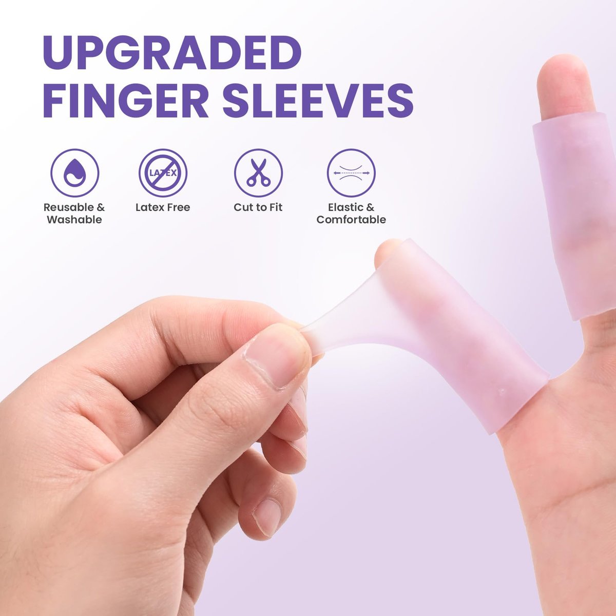 Kimihome 20 Stück Gel-Fingerschutz-Hüllen – Silikon-Fingerhüllen mit Lavendelextrakt – Fingerkuppen-Bandagen zur Linderung von Fingerspringen, Hühneraugen, Blasen und Hornhaut (Lila)