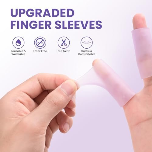 Kimihome 20 Stück Gel-Fingerschutz-Hüllen – Silikon-Fingerhüllen mit Lavendelextrakt – Fingerkuppen-Bandagen zur Linderung von Fingerspringen, Hühneraugen, Blasen und Hornhaut (Lila)