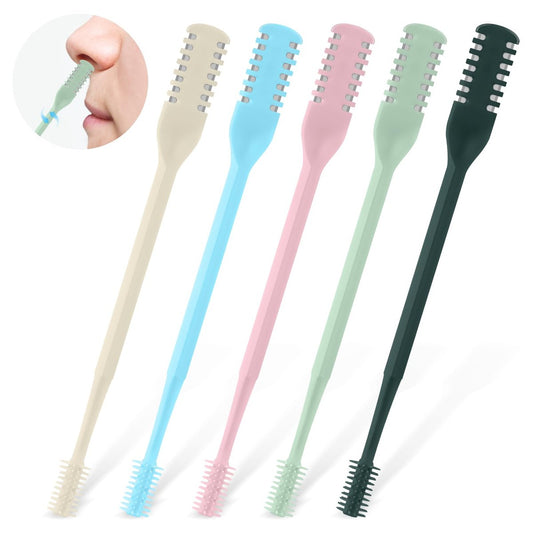 CNDNO 5er Set 2-in-1 Nasenhaarschneider, Doppelseitiger Nasenhaarentferner, Tragbarer 360° Drehbarer Manueller Nasenhaartrimmer für Männer und Frauen, Bunt