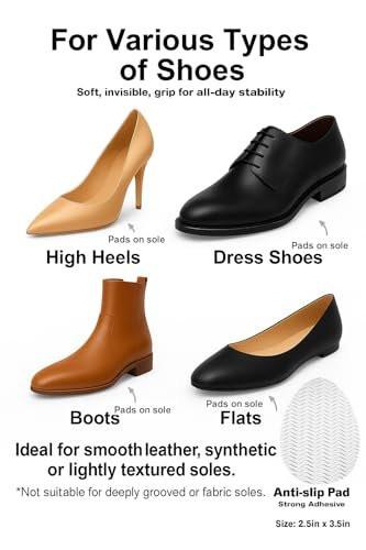 Hockydis Clear Non Slip Schuhpads für Absätze – Rutschfeste Griffeinlagen für Pumps, Stilettos & elegante Schuhe, unsichtbare Traktionsaufkleber für spitze Sohlen