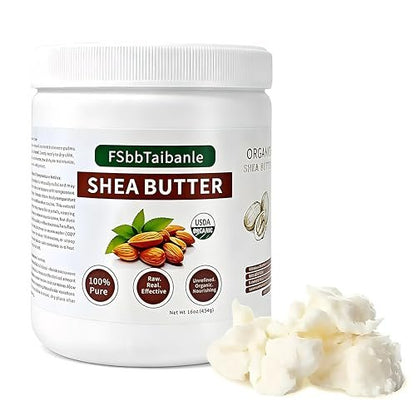 FSbbTaibanle Rohe Sheabutter 16 oz – Reine & Bio Feuchtigkeitspflege für Haut, Haare & DIY – Roh, Unraffiniert, Nicht-GVO, Elfenbeinfarbe, Klasse A Qualität