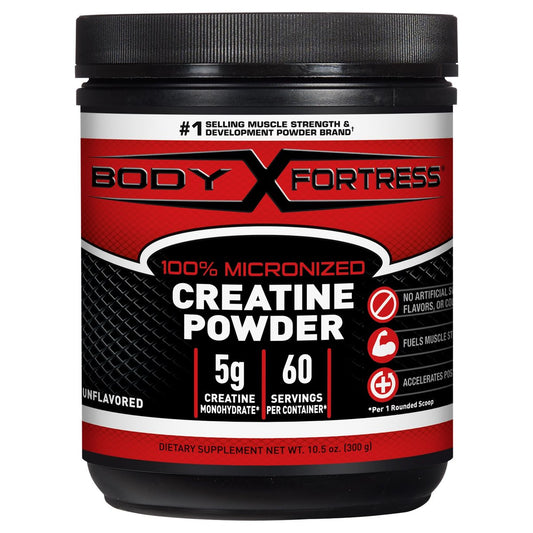 Body Fortress 100% Kreatin Monohydrat Pulver – ungesüßt, mikronisiertes Kreatin für Muskelaufbau, Kraft & Erholung – 5 g pro Portion – 10,5 Unzen