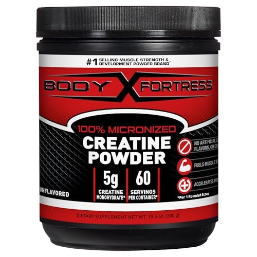 Body Fortress 100% Kreatin Monohydrat Pulver – ungesüßt, mikronisiertes Kreatin für Muskelaufbau, Kraft & Erholung – 5 g pro Portion – 10,5 Unzen