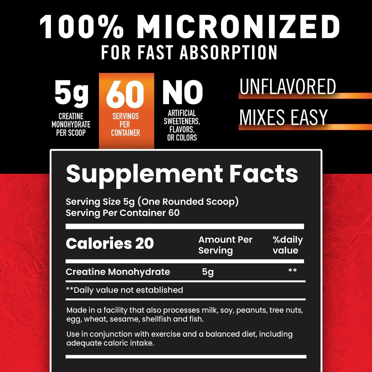 Body Fortress 100% Kreatin Monohydrat Pulver – ungesüßt, mikronisiertes Kreatin für Muskelaufbau, Kraft & Erholung – 5 g pro Portion – 10,5 Unzen