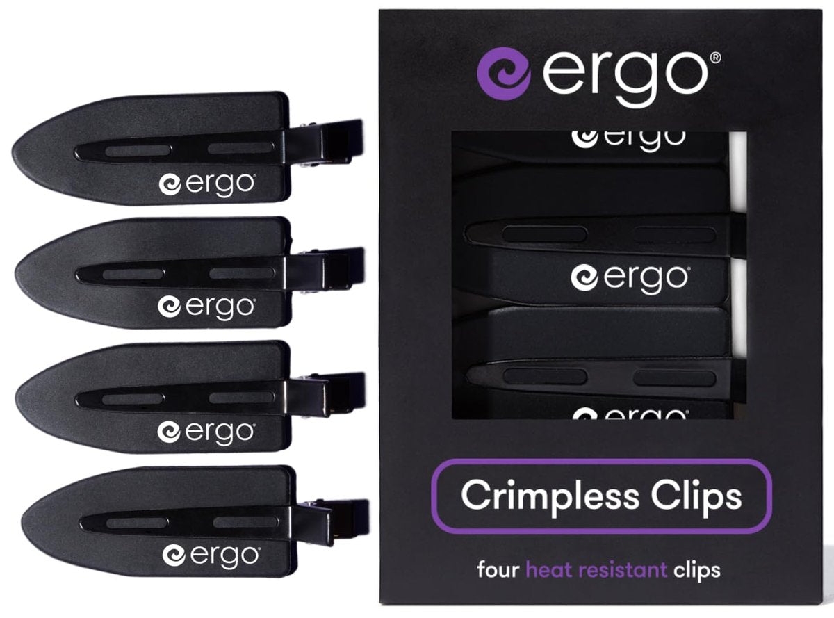ERGO No-Crease Haarclips – 4 Stück hitzebeständige, knickfreie Clips für Haarstyling, Abteilen und Make-up | Keine Abdrücke für Frauen, Locken, Pony, Salon