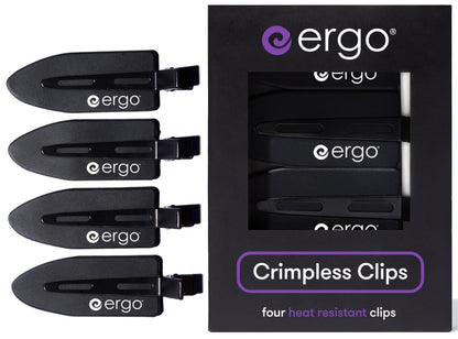 ERGO No-Crease Haarclips – 4 Stück hitzebeständige, knickfreie Clips für Haarstyling, Abteilen und Make-up | Keine Abdrücke für Frauen, Locken, Pony, Salon