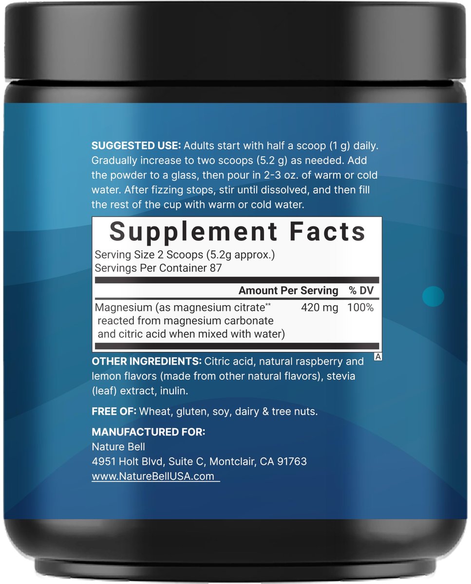 Calm Magnesium Pulver, 1lb | Trinkmischung für Schlaf, Muskeln, Knochen & Stimmung – Zuckerfreier Zitronen-Himbeer-Geschmack – Chelatiertes Magnesiumcitrat für hohe Absorption – Vegan, Nicht-GVO