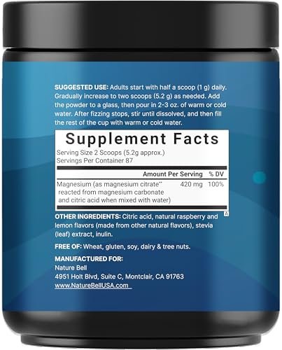 Calm Magnesium Pulver, 1lb | Trinkmischung für Schlaf, Muskeln, Knochen & Stimmung – Zuckerfreier Zitronen-Himbeer-Geschmack – Chelatiertes Magnesiumcitrat für hohe Absorption – Vegan, Nicht-GVO