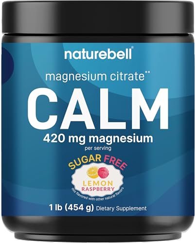 Calm Magnesium Pulver, 1lb | Trinkmischung für Schlaf, Muskeln, Knochen & Stimmung – Zuckerfreier Zitronen-Himbeer-Geschmack – Chelatiertes Magnesiumcitrat für hohe Absorption – Vegan, Nicht-GVO