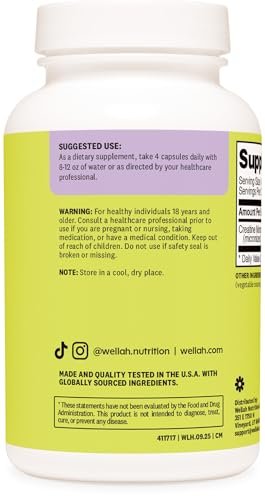 Wellah Creatin Monohydrat Kapseln (3000 mg) 120 Kapseln – Mikronisiertes Creatin, 30 Portionen