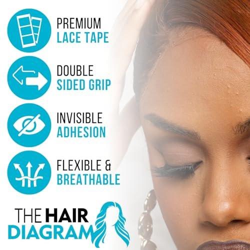 Bold Hold Lace Wig Tape - Medizinische Streifen für Lace Front Wigs - Starker Halt - Doppelseitiges unsichtbares Klebeband - Professionelle Wig-Befestigung von The Hair Diagram (40 Stk, 42,5 g)