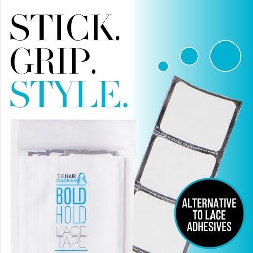 Bold Hold Lace Wig Tape - Medizinische Streifen für Lace Front Wigs - Starker Halt - Doppelseitiges unsichtbares Klebeband - Professionelle Wig-Befestigung von The Hair Diagram (40 Stk, 42,5 g)