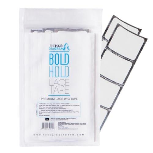 Bold Hold Lace Wig Tape - Medizinische Streifen für Lace Front Wigs - Starker Halt - Doppelseitiges unsichtbares Klebeband - Professionelle Wig-Befestigung von The Hair Diagram (40 Stk, 42,5 g)
