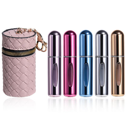 JPNK Mini Parfümzerstäuber Nachfüllbar Tragbar 5 Stück Reisegröße 5 ml mit Tasche