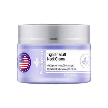 Natuvia Neck Cream – Straffende Anti-Aging Feuchtigkeitscreme mit Hyaluronsäure, Cupuacu Butter & Koffein für Hals und Dekolleté – für Frauen und Männer