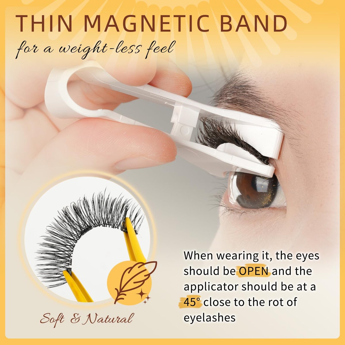 QUEWEL Magnetische Wimpern 2 Paar Wiederverwendbare Magnetische Wimpern mit Applikator Kein Kleber Katzenauge Natürlicher Look Wimpern-Cluster-Set Einfach zu Tragen und zu Entfernen (A08)