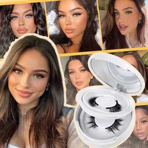 QUEWEL Magnetische Wimpern 2 Paar Wiederverwendbare Magnetische Wimpern mit Applikator Kein Kleber Katzenauge Natürlicher Look Wimpern-Cluster-Set Einfach zu Tragen und zu Entfernen (A08)