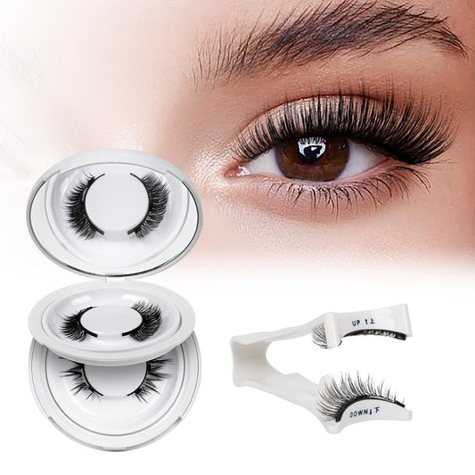 QUEWEL Magnetische Wimpern 2 Paar Wiederverwendbare Magnetische Wimpern mit Applikator Kein Kleber Katzenauge Natürlicher Look Wimpern-Cluster-Set Einfach zu Tragen und zu Entfernen (A08)