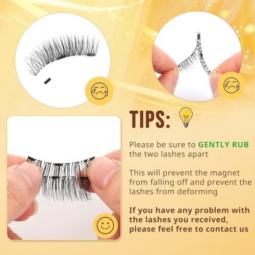 QUEWEL Magnetische Wimpern 2 Paar Wiederverwendbare Magnetische Wimpern mit Applikator Kein Kleber Katzenauge Natürlicher Look Wimpern-Cluster-Set Einfach zu Tragen und zu Entfernen (A08)