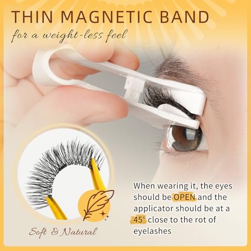 QUEWEL Magnetische Wimpern 2 Paar Wiederverwendbare Magnetische Wimpern mit Applikator Kein Kleber Katzenauge Natürlicher Look Wimpern-Cluster-Set Einfach zu Tragen und zu Entfernen (A08)