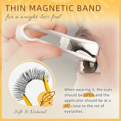 QUEWEL Magnetische Wimpern 2 Paar Wiederverwendbare Magnetische Wimpern mit Applikator Kein Kleber Katzenauge Natürlicher Look Wimpern-Cluster-Set Einfach zu Tragen und zu Entfernen (A08)