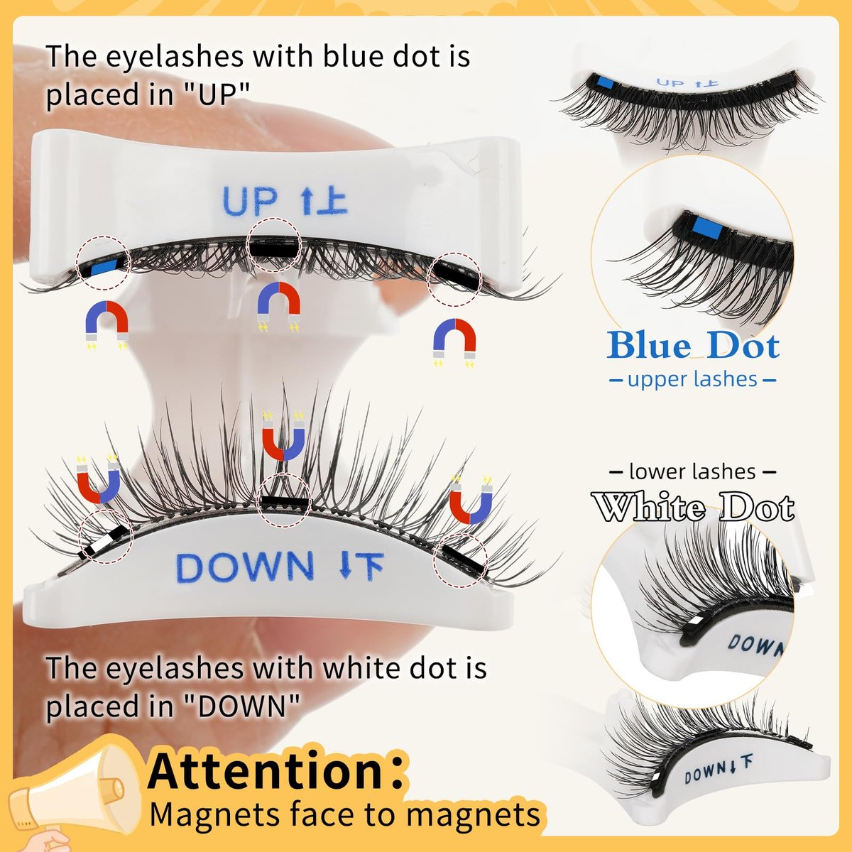 QUEWEL Magnetische Wimpern 2 Paar Wiederverwendbare Magnetische Wimpern mit Applikator Kein Kleber Katzenauge Natürlicher Look Wimpern-Cluster-Set Einfach zu Tragen und zu Entfernen (A08)