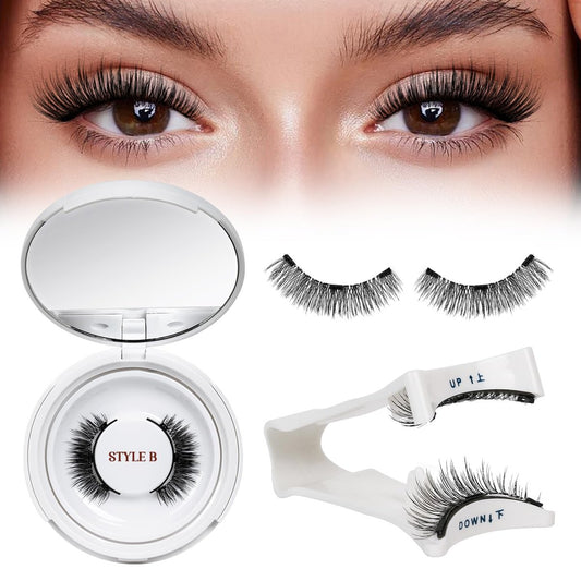 QUEWEL Magnetische Wimpern 1 Paar Wiederverwendbare Magnetische Wimpern mit Applikator, Ohne Kleber, Katzenauge, Natürlicher Look, Wimpern-Cluster-Set, Einfach zu Tragen und zu Entfernen (B09)
