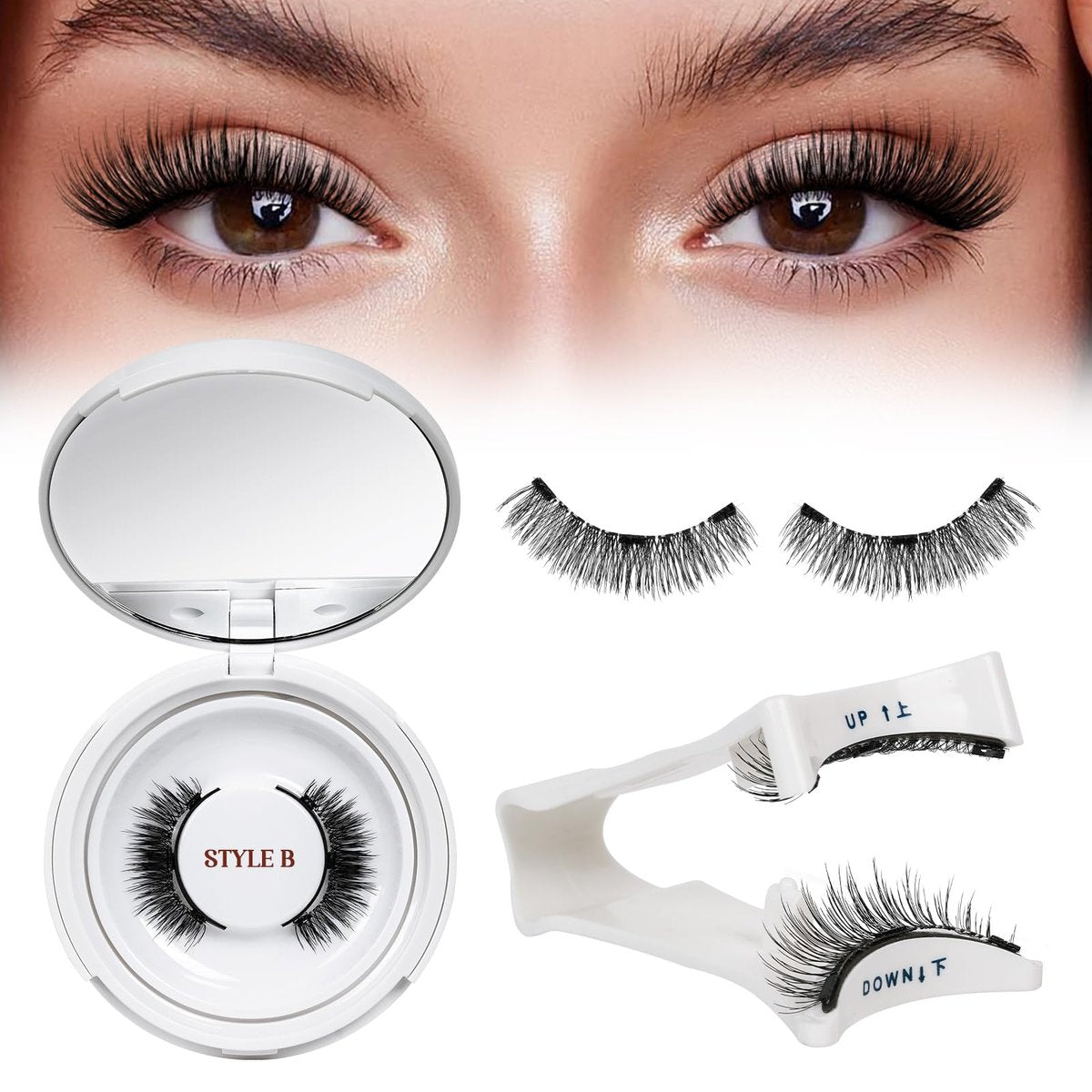 QUEWEL Magnetische Wimpern 1 Paar Wiederverwendbare Magnetische Wimpern mit Applikator, Ohne Kleber, Katzenauge, Natürlicher Look, Wimpern-Cluster-Set, Einfach zu Tragen und zu Entfernen (B09)