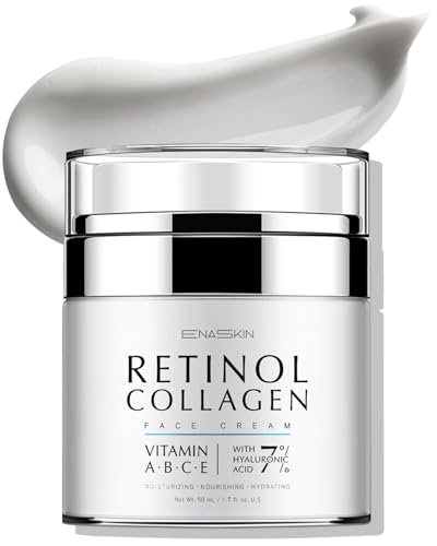 EnaSkin Retinol Collagen Gesichtscreme: Faltencreme für Frauen, Anti-Aging-Feuchtigkeitscreme für Hals & Dekolleté mit 7% Hyaluronsäure-Serum – Tag-/Nacht-Hautstraffung & -festigung, 1,7 Oz