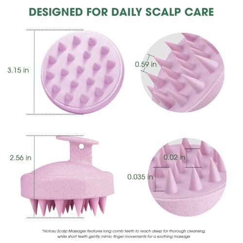 Hotosu Kopfhautmassagebürste für Haarwachstum – Silikon Kopfhautpeeling & Massagegerät – Manuelle Massagebürste für nasse und trockene Anwendung – Shampoo-Bürste (Pink)