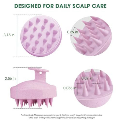 Hotosu Kopfhautmassagebürste für Haarwachstum – Silikon Kopfhautpeeling & Massagegerät – Manuelle Massagebürste für nasse und trockene Anwendung – Shampoo-Bürste (Pink)