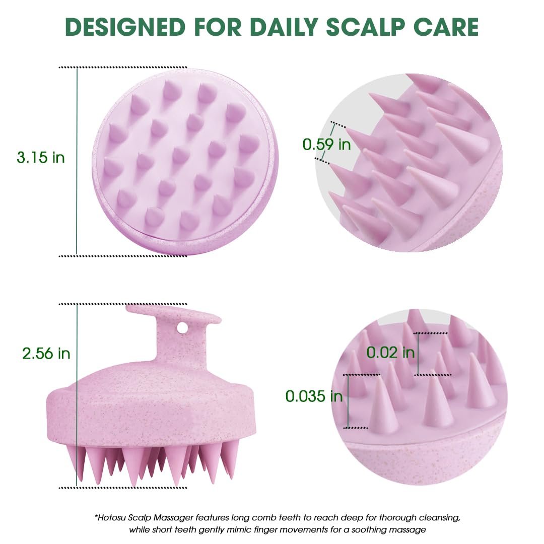 Hotosu Kopfhautmassagebürste für Haarwachstum – Silikon Kopfhautpeeling & Massagegerät – Manuelle Massagebürste für nasse und trockene Anwendung – Shampoo-Bürste (Pink)