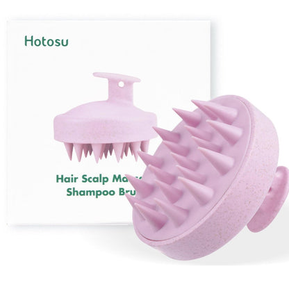 Hotosu Kopfhautmassagebürste für Haarwachstum – Silikon Kopfhautpeeling & Massagegerät – Manuelle Massagebürste für nasse und trockene Anwendung – Shampoo-Bürste (Pink)