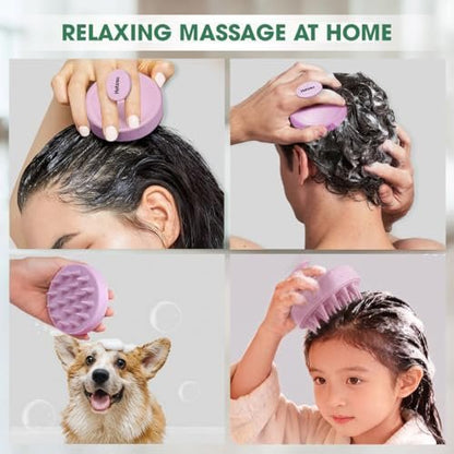 Hotosu Kopfhautmassagebürste für Haarwachstum – Silikon Kopfhautpeeling & Massagegerät – Manuelle Massagebürste für nasse und trockene Anwendung – Shampoo-Bürste (Pink)