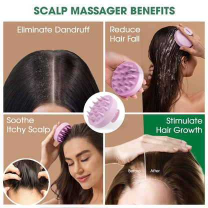 Hotosu Kopfhautmassagebürste für Haarwachstum – Silikon Kopfhautpeeling & Massagegerät – Manuelle Massagebürste für nasse und trockene Anwendung – Shampoo-Bürste (Pink)