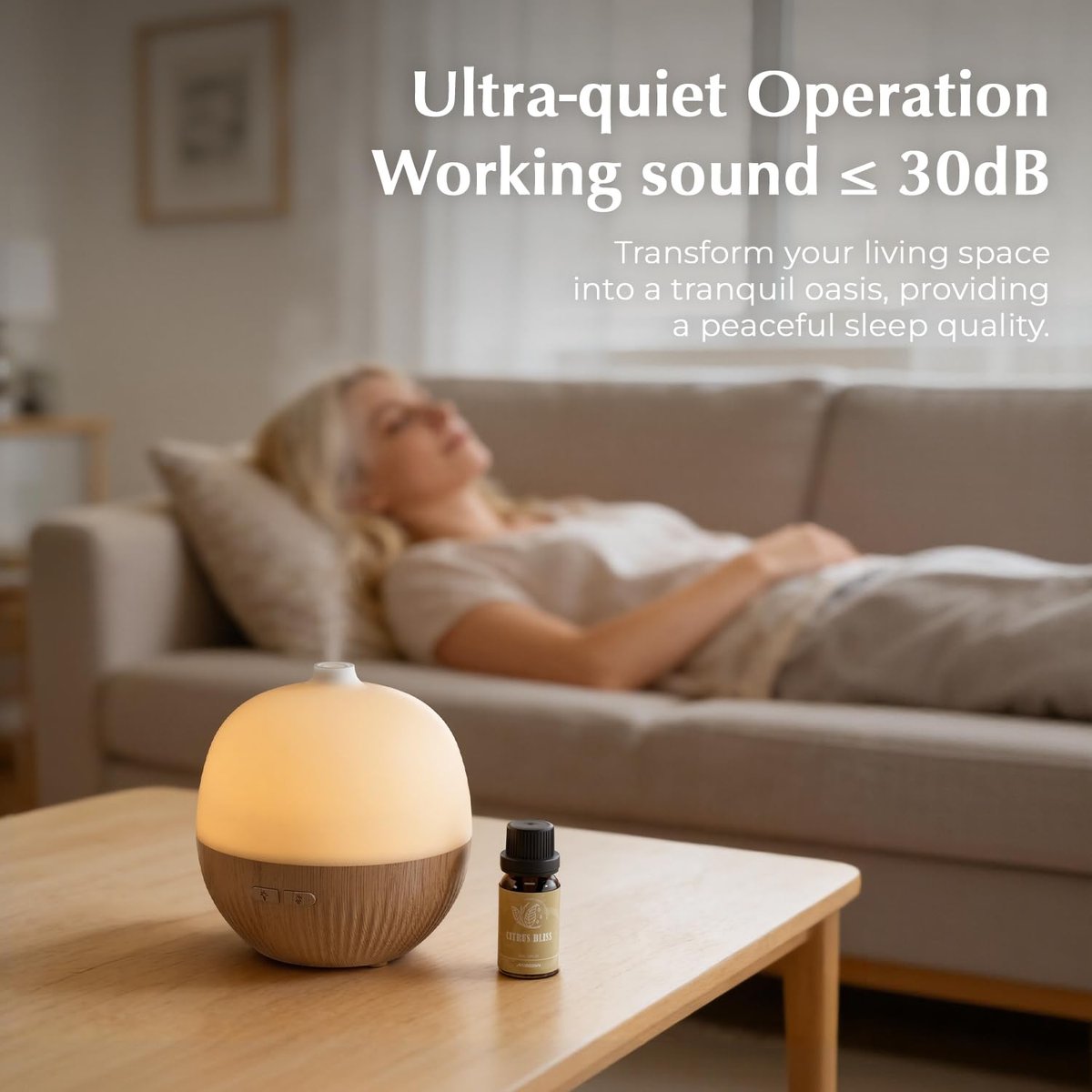 ARVIDSSON Aroma-Diffuser 100ml – Ultrasonischer Duftdiffuser mit Stimmungslicht, Mini-Diffuser für Ätherische Öle, Geschenk für Frauen, Holzmaserung