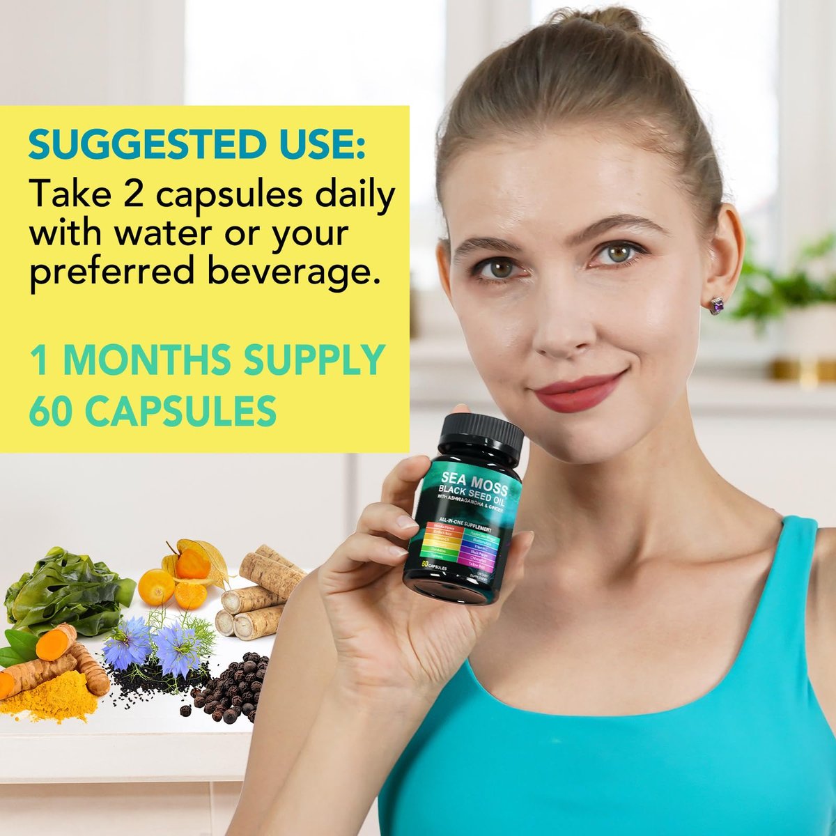 Sea Moss Black Seed Oil Kapseln – 60 Stück, Nahrungsergänzungsmittel