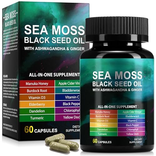 Sea Moss Black Seed Oil Kapseln – 60 Stück, Nahrungsergänzungsmittel