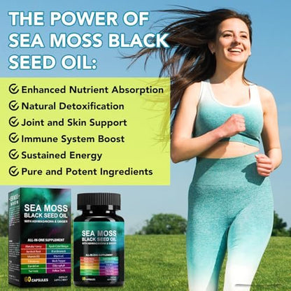 Sea Moss Black Seed Oil Kapseln – 60 Stück, Nahrungsergänzungsmittel
