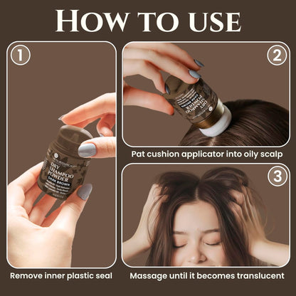 Nuva Botanicals Dunkelbraunes Trockenshampoo-Pulver ohne Aerosol mit Biotin – Lavendelextrakt und Koreanischer Ginseng – Volumenspendende Reisegröße (0,42 oz)