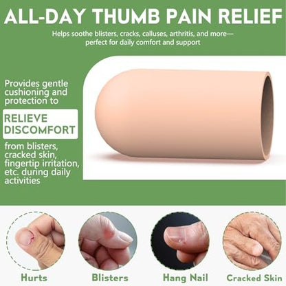 TYTDOUTER Gel-Fingerlinge für Daumen, 10 Stück Silikon-Fingerkappen, Gummischutz für Triggerfinger, Arthritis, rissige Haut, Nagelhaut, Hornhaut und Schmerzlinderung (Nude, Medium)